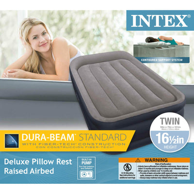 Intex Twin Sized Deluxe Pillow Rest Airbed with Fiber-Tech (Open Box)
