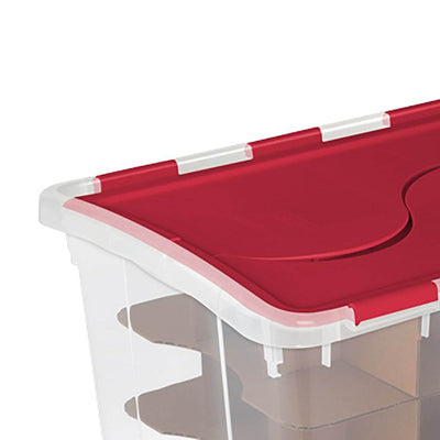Sterilite 48 Quart Clear Stackable Holiday Christmas 45 Ornament Storage Box