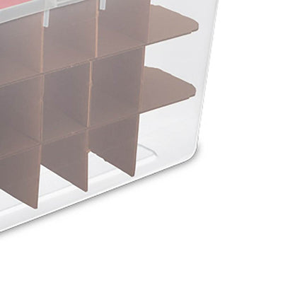 Sterilite 48 Quart Clear Stackable Holiday Christmas 45 Ornament Storage Box