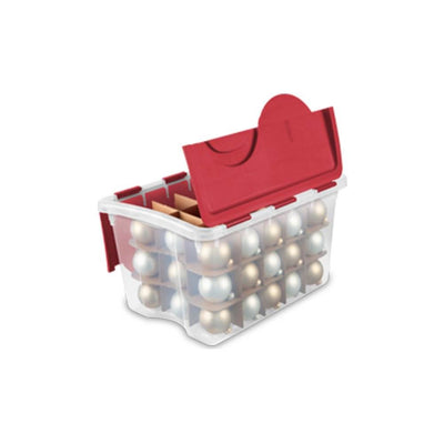 Sterilite 48 Quart Clear Stackable Holiday Christmas 45 Ornament Storage Box