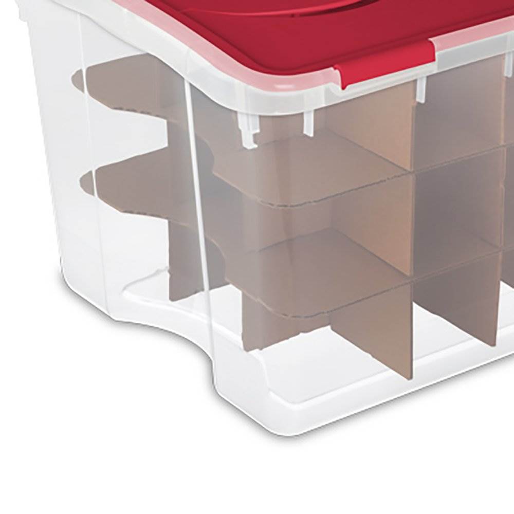 Sterilite 48 Quart Clear Stackable Holiday Christmas 45 Ornament Storage Box