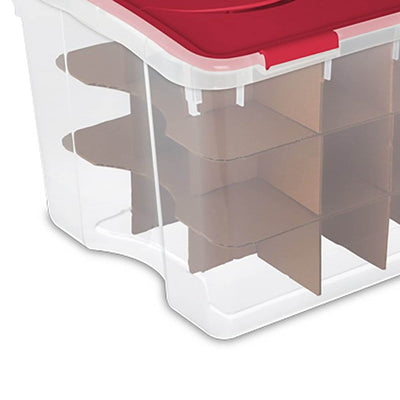 Sterilite 48 Quart Clear Stackable Holiday Christmas 45 Ornament Storage Box