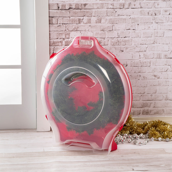 Sterilite 24 Inch Clear Lid Nesting Christmas Wreath Storage Box (6 Pack)