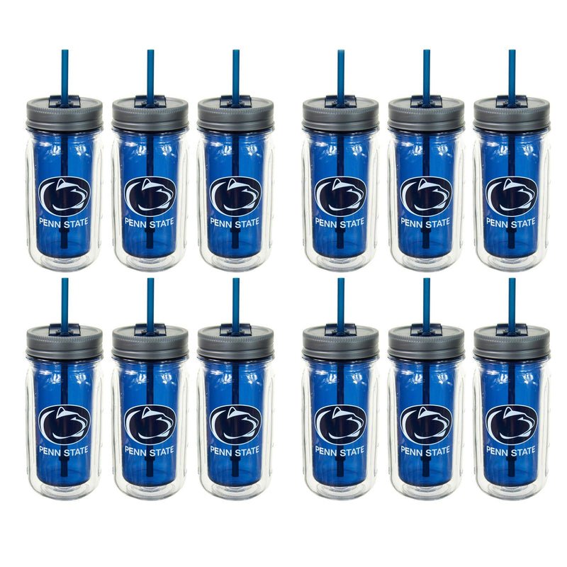 Cool Gear 16 Ounce Penn State Lions Plastic Mason Jar Water Bottle (12 Pack)