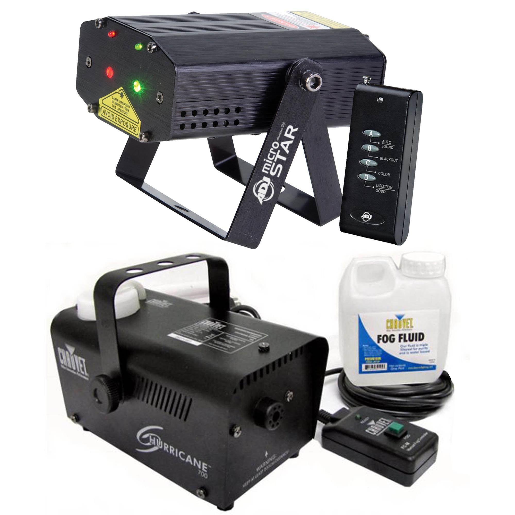 ADJ Micro Star Laser & Wireless Remote + Chauvet Fog Machine w/ Fluid & Remote