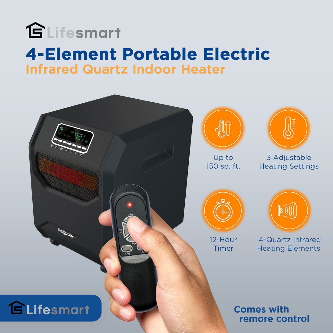 Lifesmart 4-Element Quartz Infrared Portable Electric Room Heaters (2 Pack)