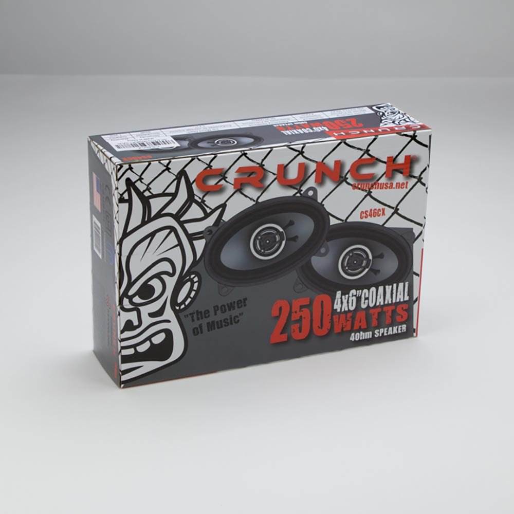 Crunch CS46CX 4x6 Inch 2-Way Car Speakers, 250W Coaxial Audio System, Black - VMInnovations
