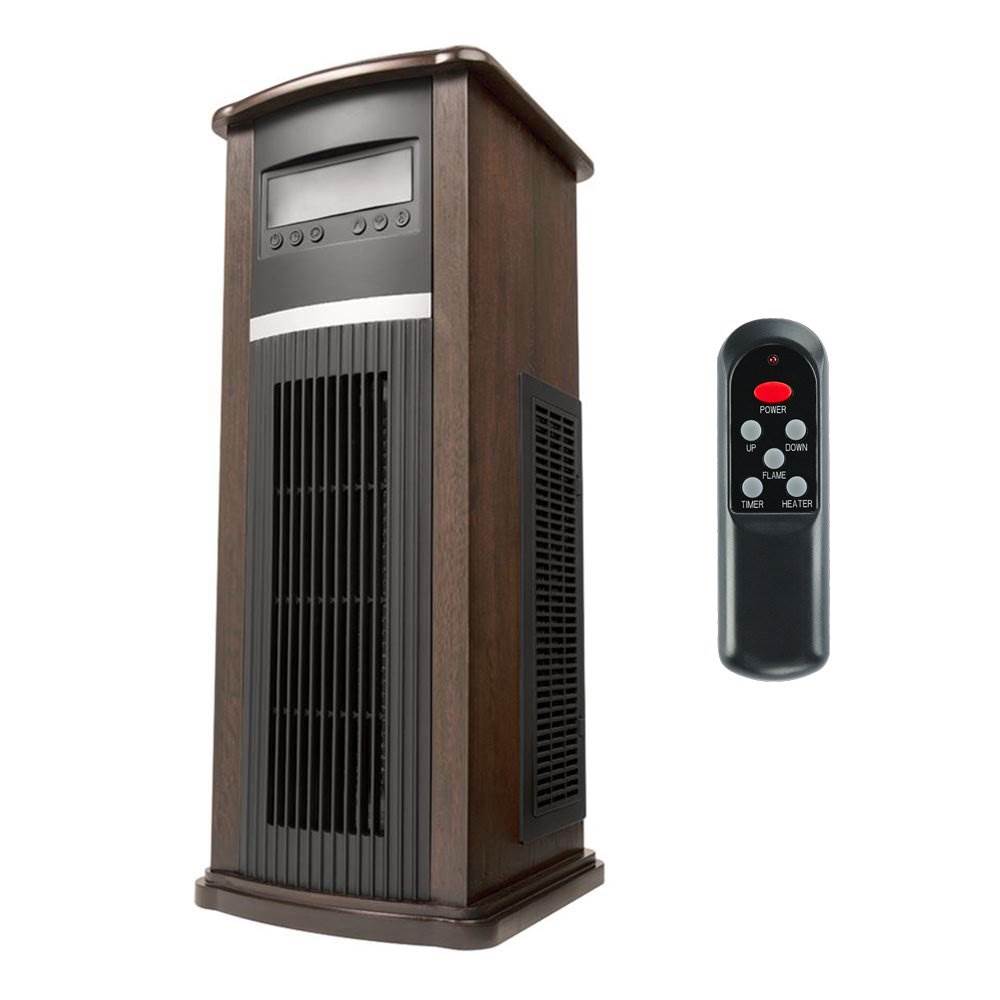 Haier Vertical Large Area Infrared Tower Heater Remote, Dark Walnut (Open Box)