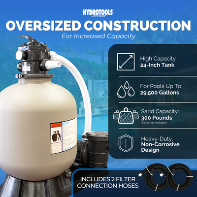 HYDROTOOLS by Swimline 24" Sand Filter Combo w/ Stand, 4980 GPH, 300lb Capacity