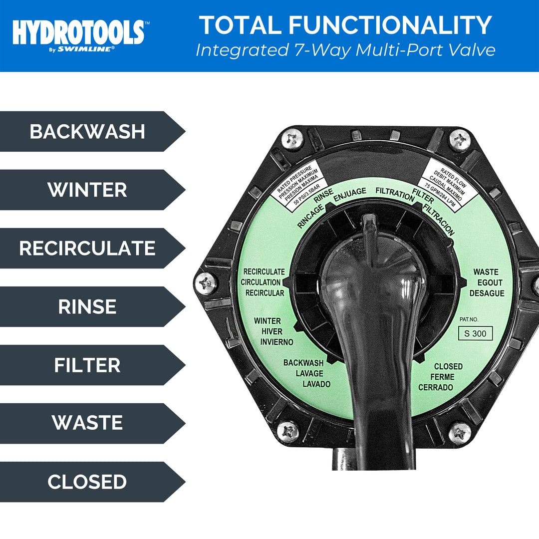 HYDROTOOLS by Swimline 24" Sand Filter Combo w/ Stand, 4980 GPH, 300lb Capacity