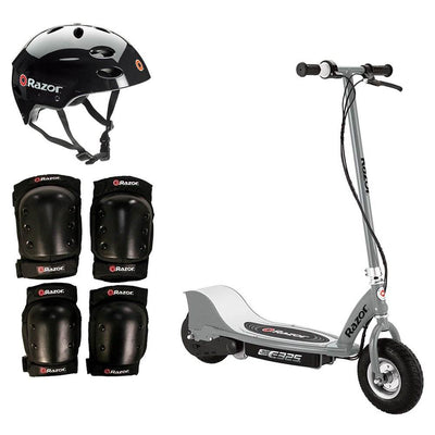 Razor E325 Adult High-Torque Electric Powered Scooter with Helmet & Pads, Silver