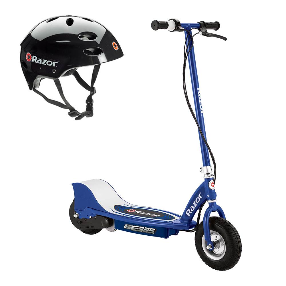 Razor E325 Adult High-Torque Electric Powered Scooter with Youth Helmet, Navy