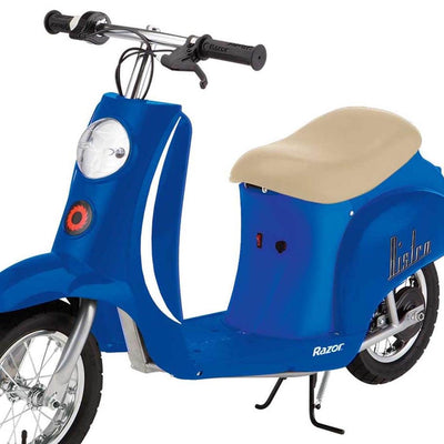 Razor Pocket Mod Euro 24V 250W Kids Electric Retro Scooter with Helmet, Blue