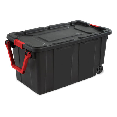 Sterilite Heavy Duty 40 Gallon Wheeled Industrial Storage Tote, Black | 14699002