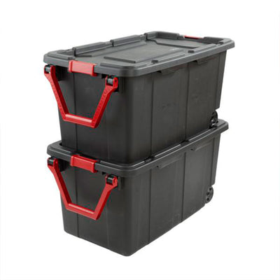 Sterilite Heavy Duty 40 Gallon Wheeled Industrial Storage Tote, Black | 14699002