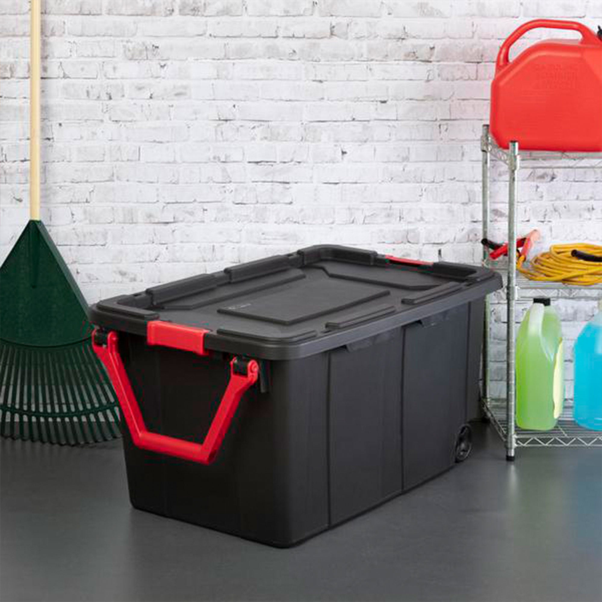 Sterilite Heavy Duty 40 Gallon Wheeled Industrial Storage Tote, Black | 14699002
