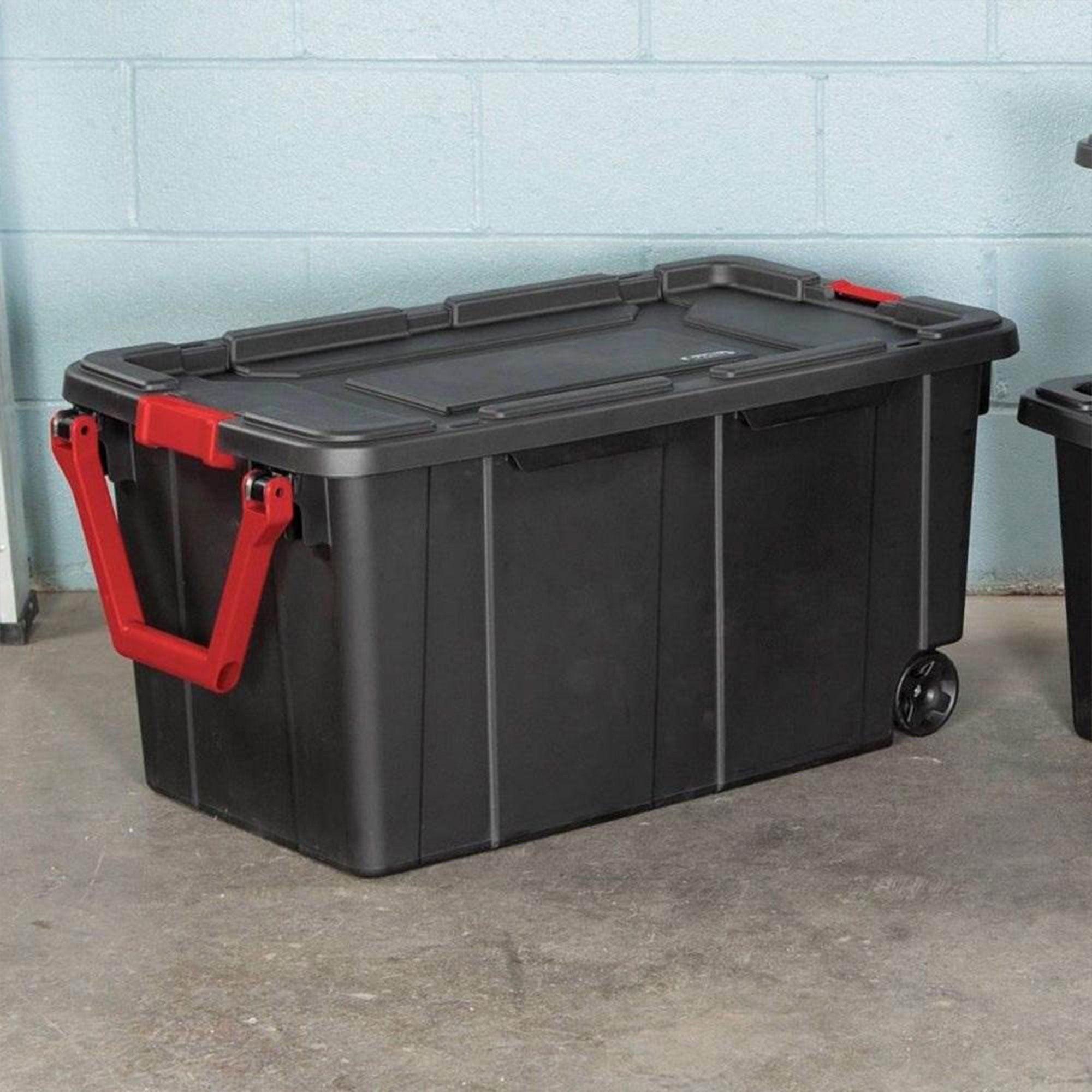 Sterilite Heavy Duty 40 Gallon Wheeled Industrial Storage Tote, Black | 14699002