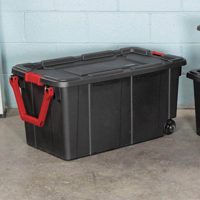 Sterilite Heavy Duty 40 Gallon Wheeled Industrial Storage Tote, Black | 14699002