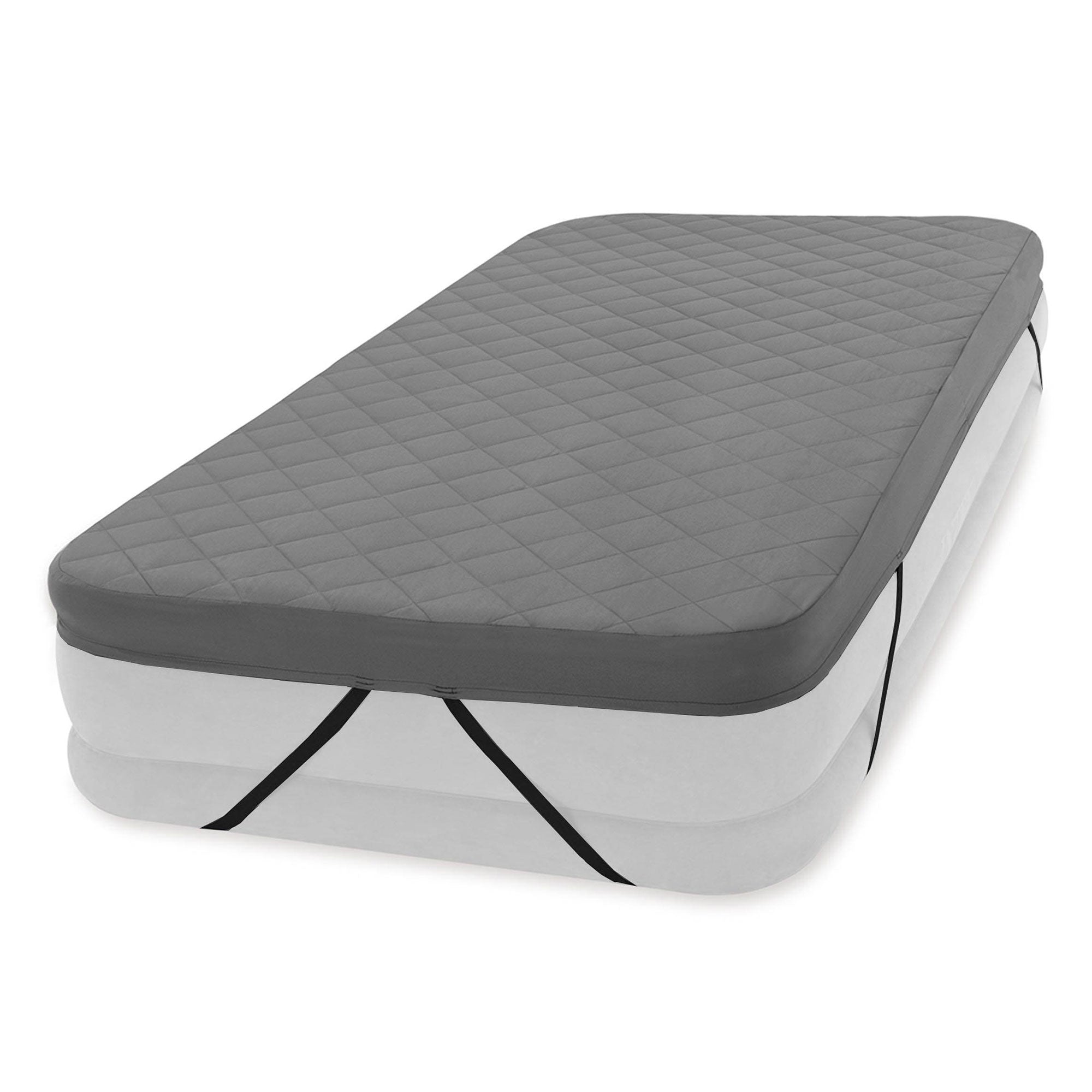Intex 200 Thread Quilt Fitted Twin Size Airbed Mattress Cover, Gray (Cover Only)