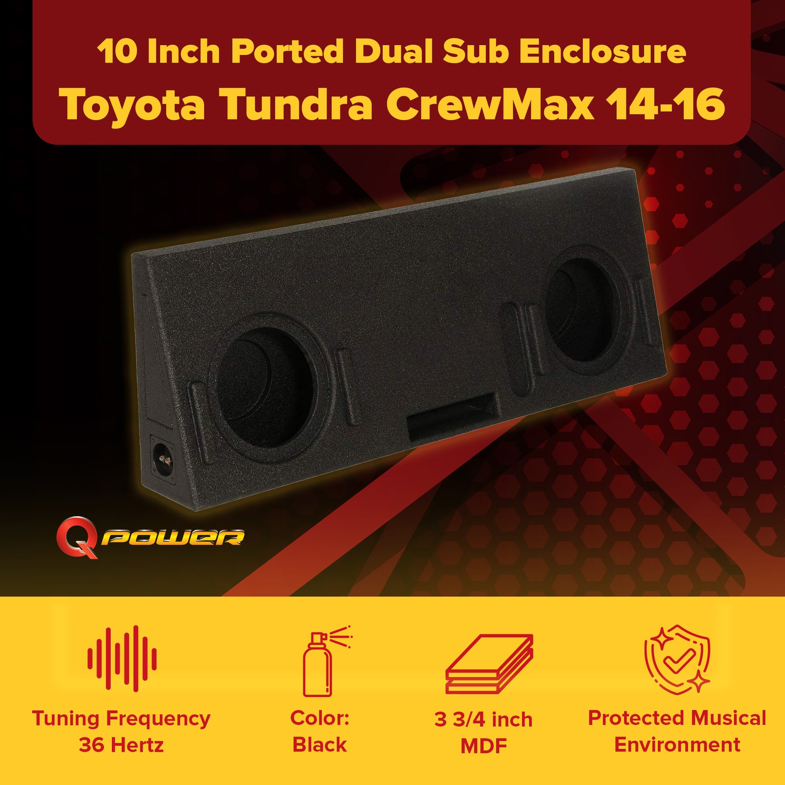 QPower Dual 10" Ported Sub Enclosure for Toyota Tundra Crew Max (Used) - VMInnovations