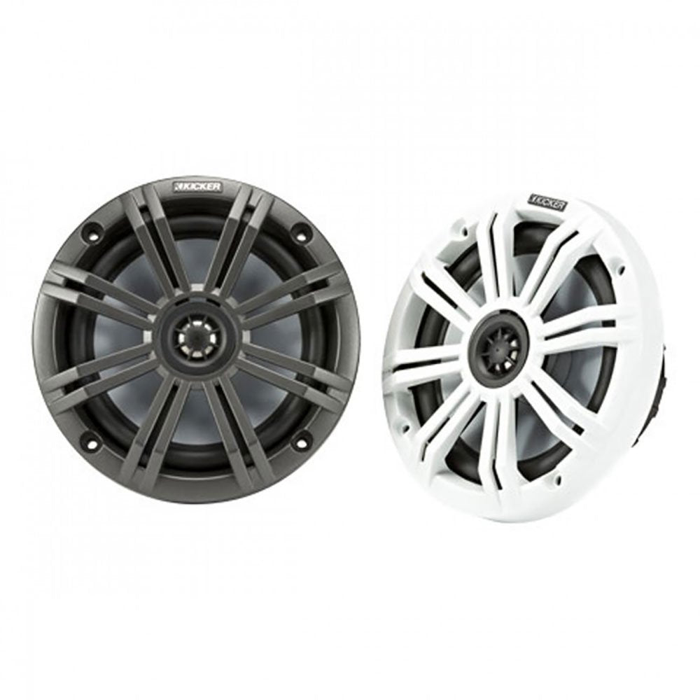 Kicker KM 6.5" Marine Marvel UV Treated Speakers, Black/White Grilles (2 Pair)