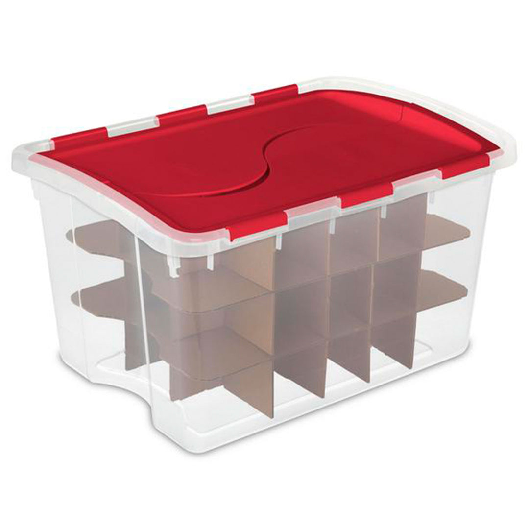 Sterilite 48 Quart Stackable Holiday Christmas 45 Ornament Storage Box (6 Pack)
