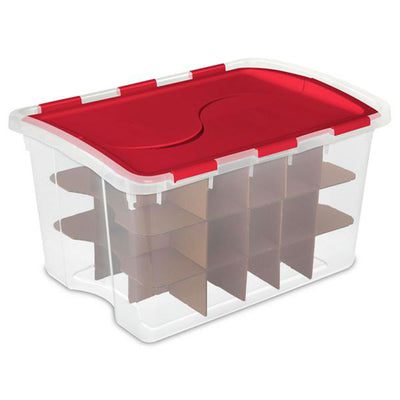 Sterilite 48 Quart Stackable Holiday Christmas 45 Ornament Storage Box (12 Pack)