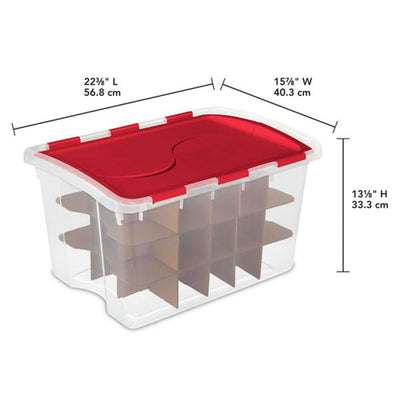 Sterilite 48 Quart Stackable Holiday Christmas 45 Ornament Storage Box (6 Pack) - VMInnovations