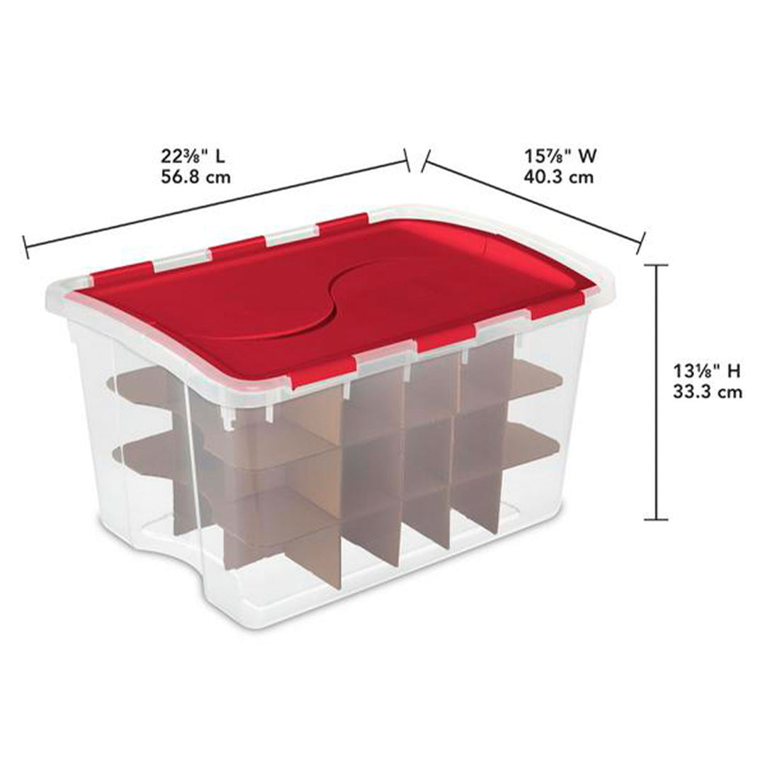Sterilite 48 Quart Stackable Holiday Christmas 45 Ornament Storage Box (6 Pack)