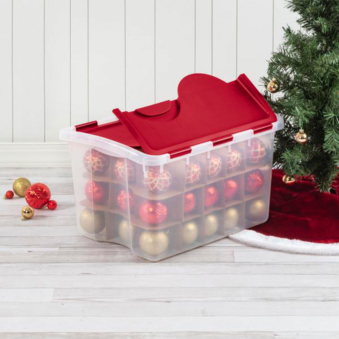 Sterilite 48 Quart Stackable Holiday Christmas 45 Ornament Storage Box (6 Pack)