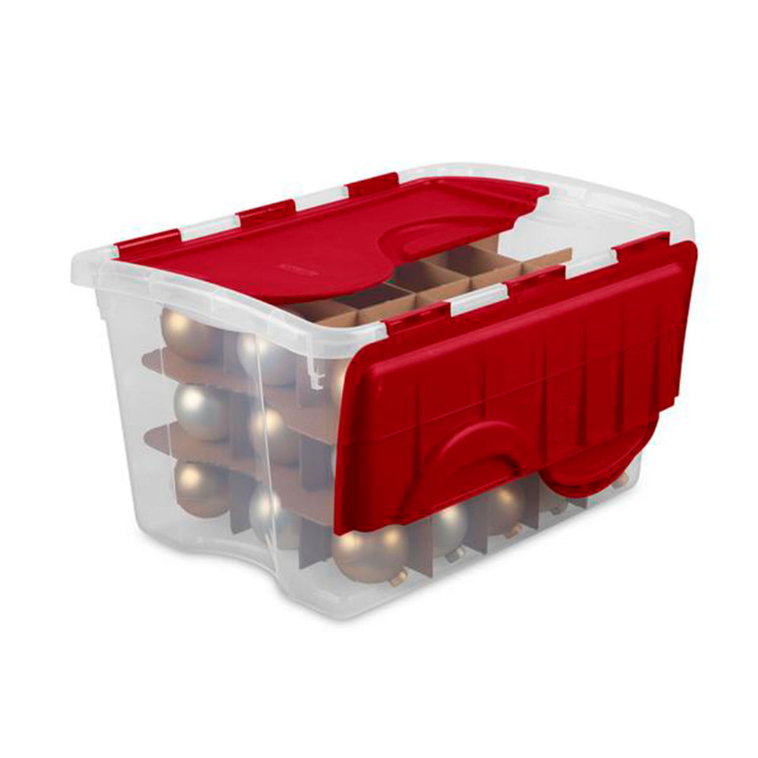 Sterilite 48 Quart Stackable Holiday Christmas 45 Ornament Storage Box (6 Pack)