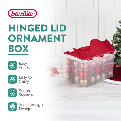 Sterilite 48 Quart Stackable Holiday Christmas 45 Ornament Storage Box (6 Pack)