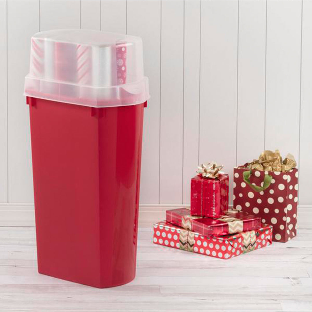 Sterilite 30 Inch Holiday Gift Wrapping Paper Storage Box with Lid (12 Pack)