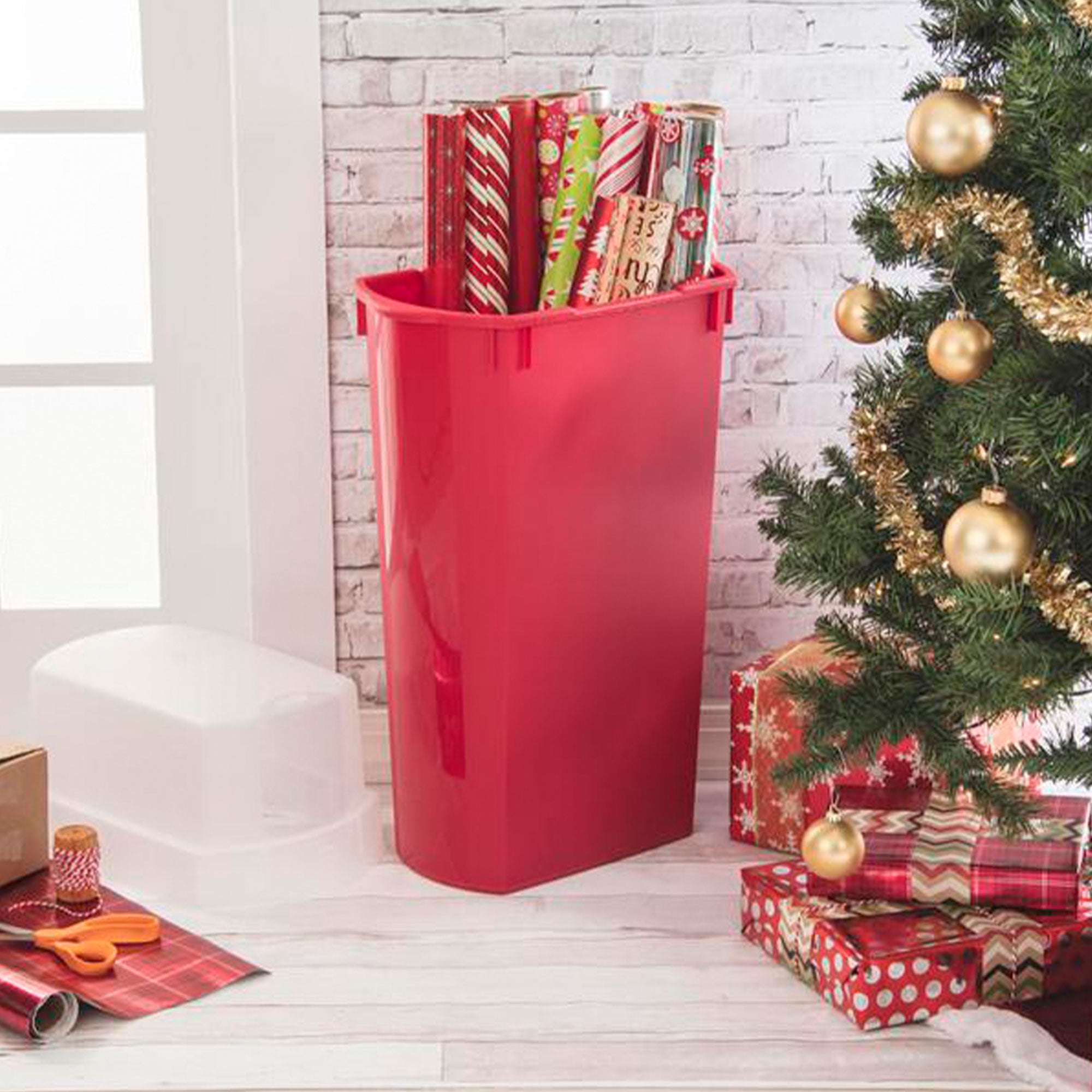 Sterilite 30 Inch Holiday Gift Wrapping Paper Storage Box with Lid (8 Pack) - VMInnovations