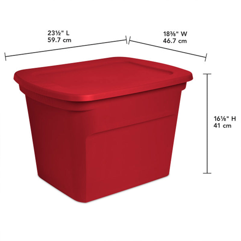 Sterilite 18 Gallon Plastic Stackable Storage Tote Container Bin, Red (8 Pack)