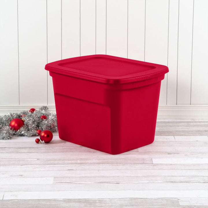 Sterilite Heavy Duty 18 Gallon Stacking Seasonal Storage Tote, Red (24 Pack)
