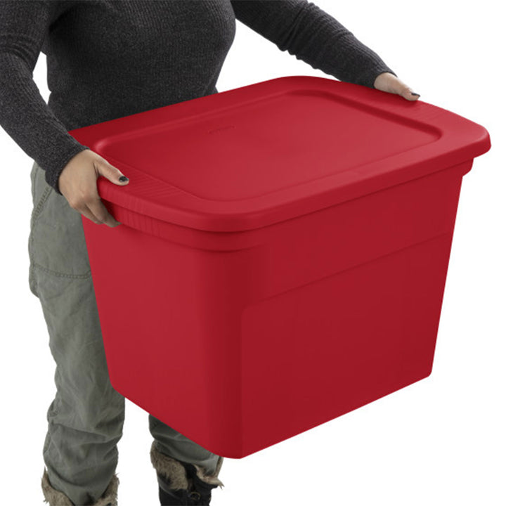 Sterilite 18 Gallon Plastic Stackable Storage Tote Container Bin, Red (16 Pack)