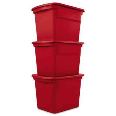 Sterilite 18 Gallon Plastic Stackable Storage Tote Container Bin, Red (8 Pack)