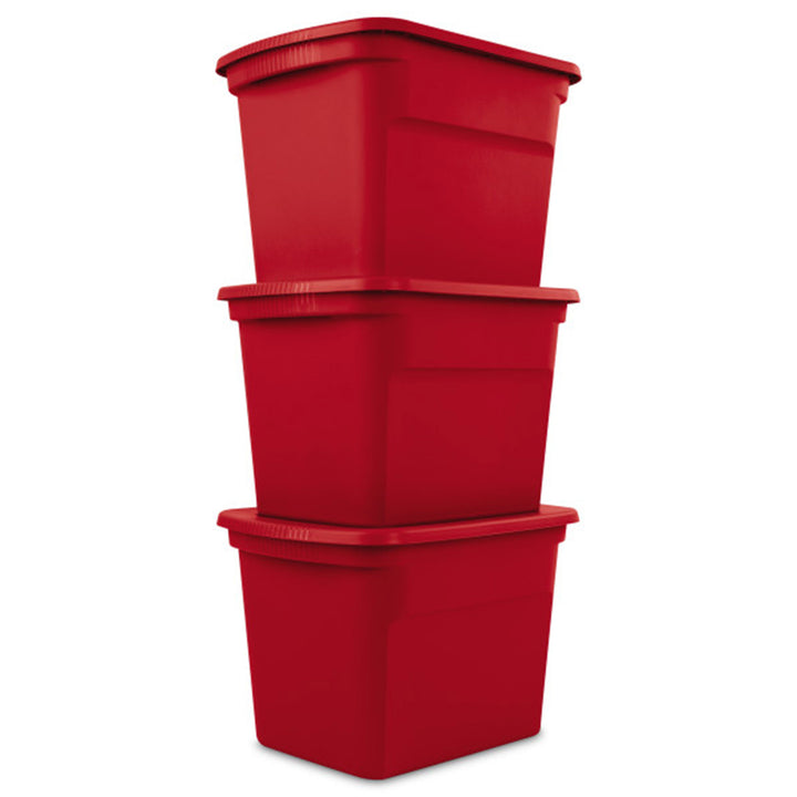 Sterilite Heavy Duty 18 Gallon Stacking Seasonal Storage Tote, Red (24 Pack)