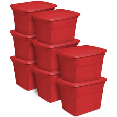 Sterilite Heavy Duty 18 Gallon Stacking Seasonal Storage Tote, Red (24 Pack) - VMInnovations