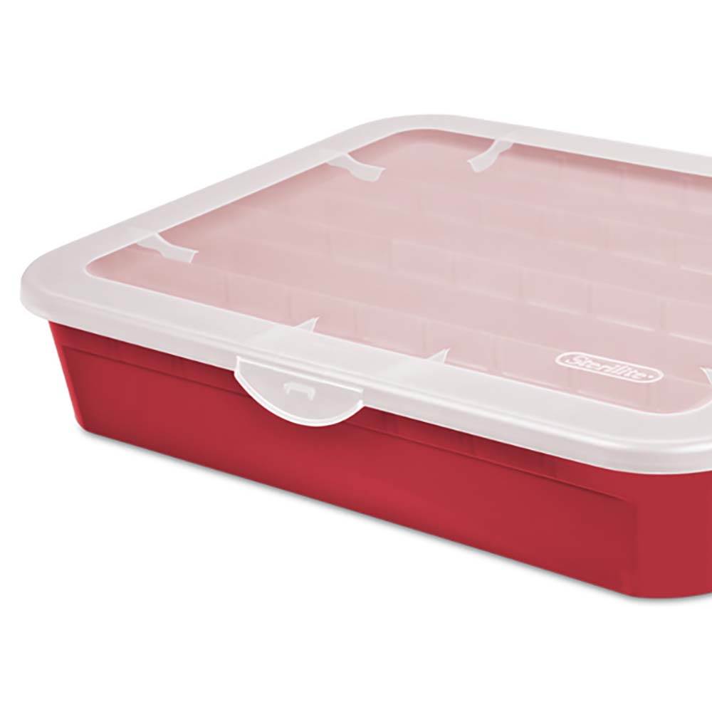 Sterilite 20 Compartment Christmas Holiday Ornament Storage Box, Red (6 Pack)