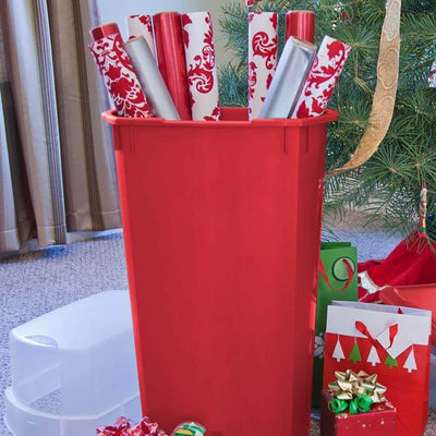 Sterilite 40" Vertical Wrapping Paper Storage Box with Lift-Top Lid (4 Pack)