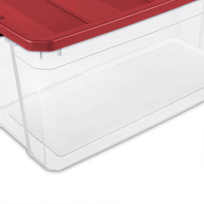 Sterilite 50 Gallon Modular See Through Stacking Storage Box, Red, 3 Pack