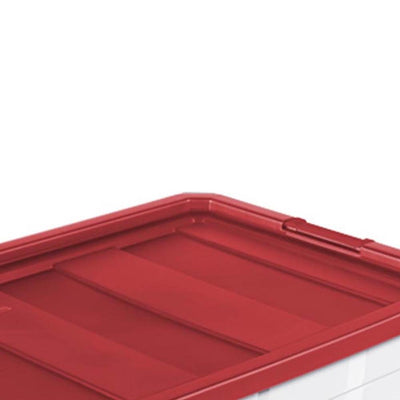 Sterilite 50 Gallon Modular See Through Stacking Storage Box, Red, 3 Pack