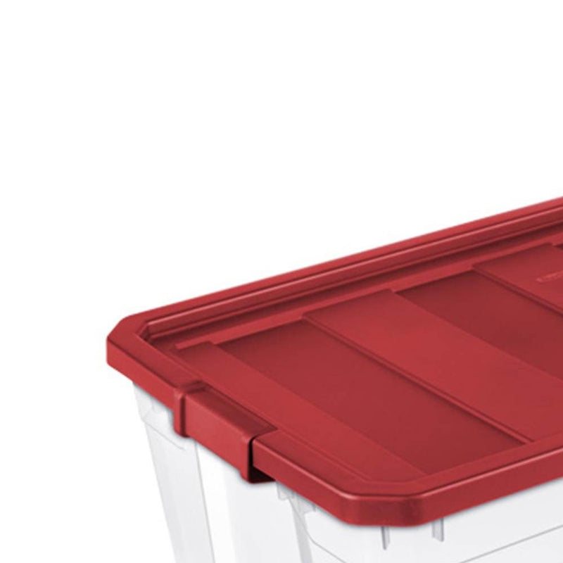 Sterilite 50 Gallon Modular See Through Stacking Storage Box, Red, 3 Pack