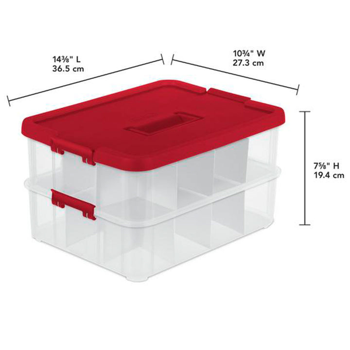 Sterilite 24 Compartment Stack and Carry Christmas Ornament Storage Box (8 Pack)