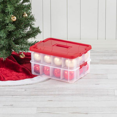 Sterilite 24 Compartment Stack and Carry Christmas Ornament Storage Box (8 Pack)