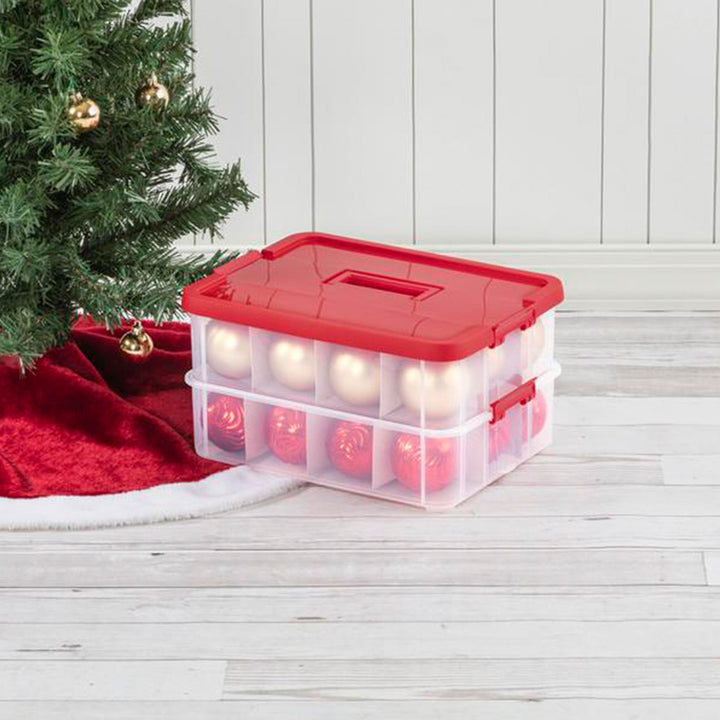Sterilite 24 Compartment Stack and Carry Christmas Ornament Storage Box (4 Pack) - VMInnovations