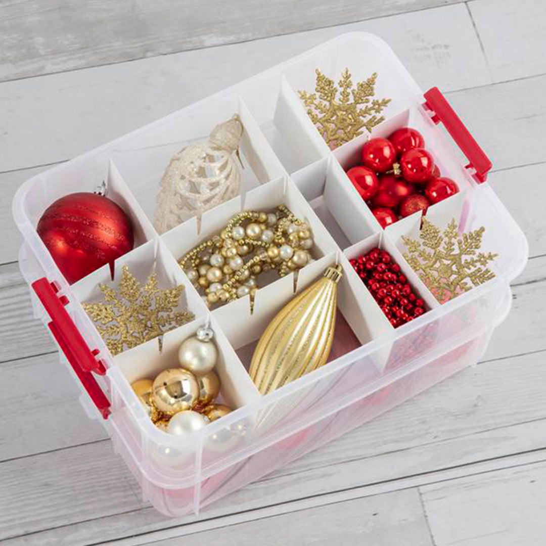 Sterilite 24 Compartment Stack and Carry Christmas Ornament Storage Box (4 Pack) - VMInnovations