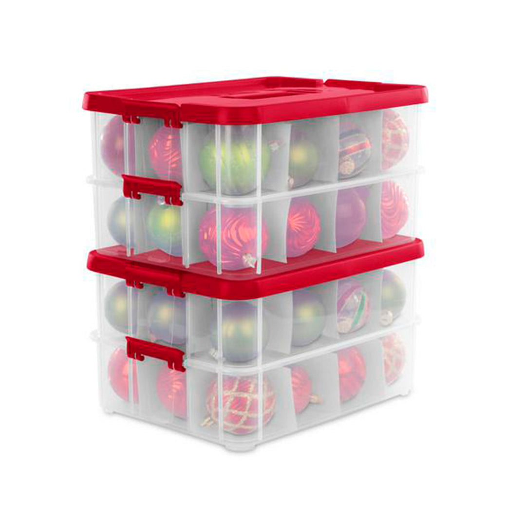 Sterilite 24 Compartment Stack and Carry Christmas Ornament Storage Box (4 Pack)